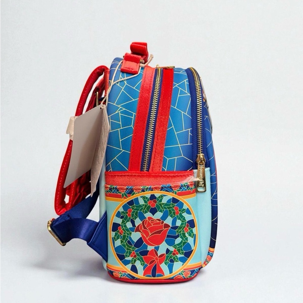 Loungefly Disney Beauty and the Beast Stained Glass Backpack w/matching Wallet - Picture 3 of 9